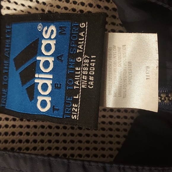 Adidas Essentials Navy 3 white Stripewindbreaker Men Large - Picture 2 of 9